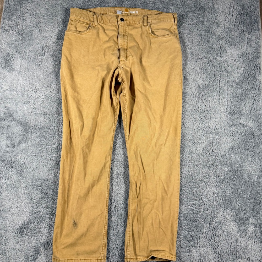 Y2K Carhartt Relaxed‎ Fit Mens Workwear Khaki Pants 40x32 Cotton Spandex Blend